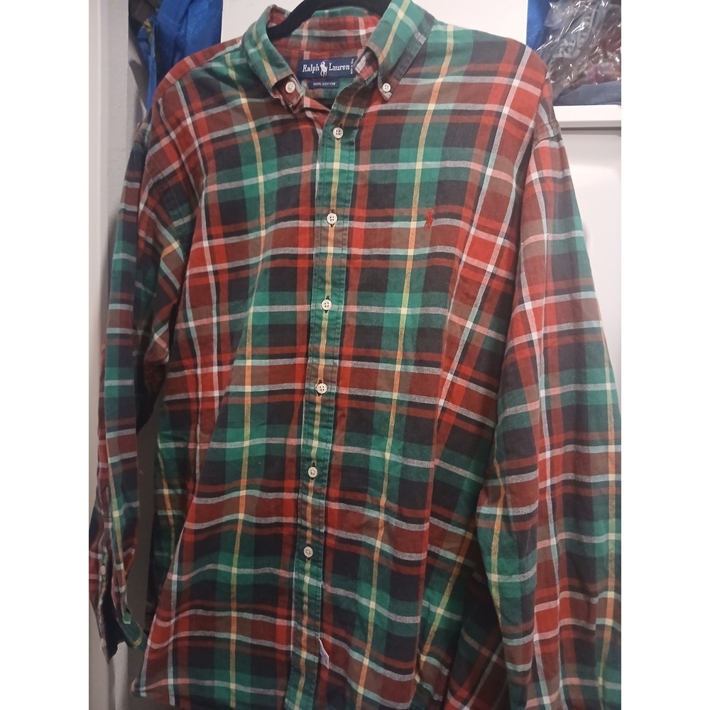 RALPH LAUREN Button Plaid Woven Long Sleeve Casual Shirt L Large